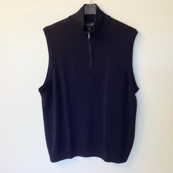 Brooks Brothers 100% Merino Wool 1/4 Zip Sweater Vest - Navy - XL - Picture 1 of 6